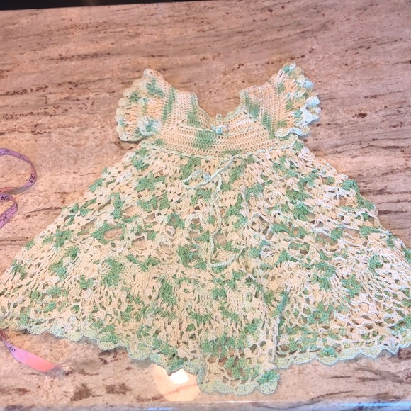 Other - Green and cream crochet dress